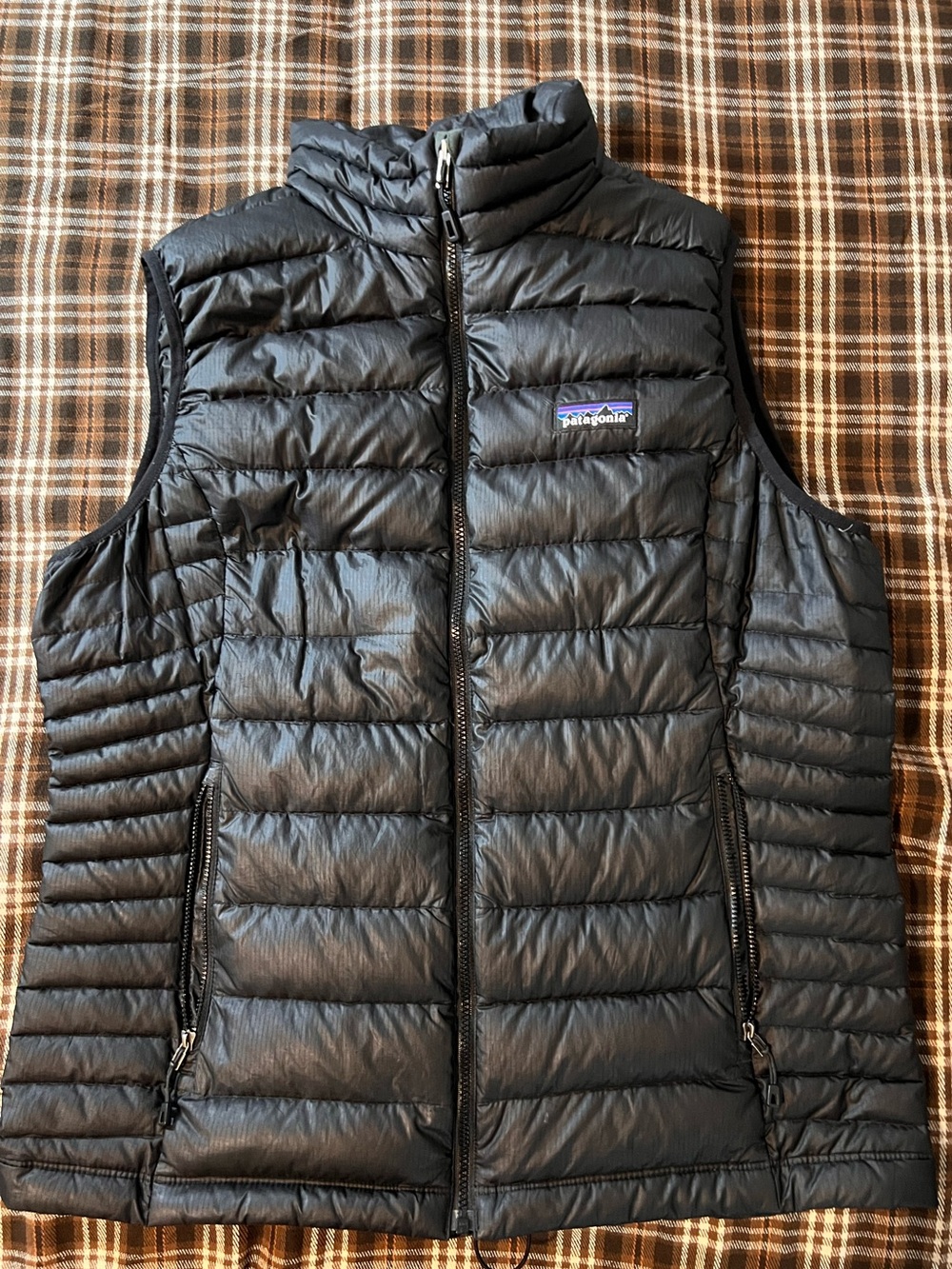 Patagonia 800-Fill Goose Down Sweater Vest Black Quilted Women's L Puffer Gilet